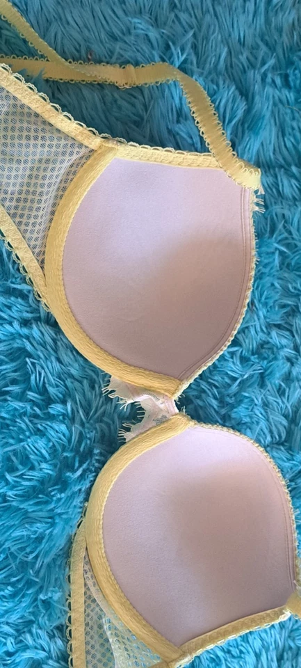 Victoria's Secret Women's Yellow Polyester Underwired Lace Push-Up Bra Size 34 B - Image 4 of 4