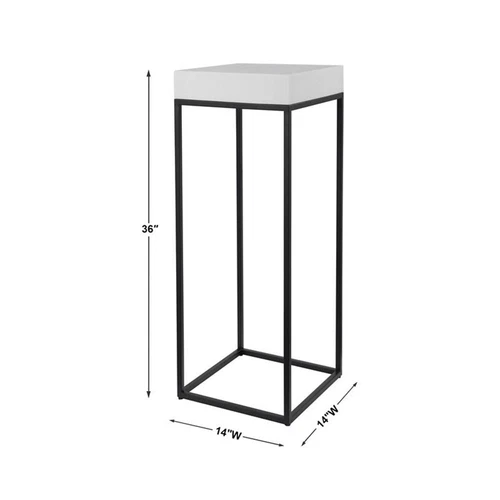 Uttermost Gambia Modern Marble and Steel Plant Stand in Aged Black - Picture 8 of 8