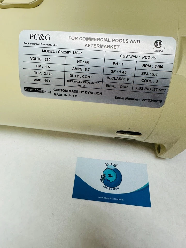 Whisperflo Almond 2 HP Pool Princess Pump Motor Replacemet (355014s) - Image 4 of 4