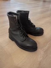 VTG ADDISON COMBAT WORK BOOTS LEATHER STEEL TOE BLACK MENS SIZE 10.5