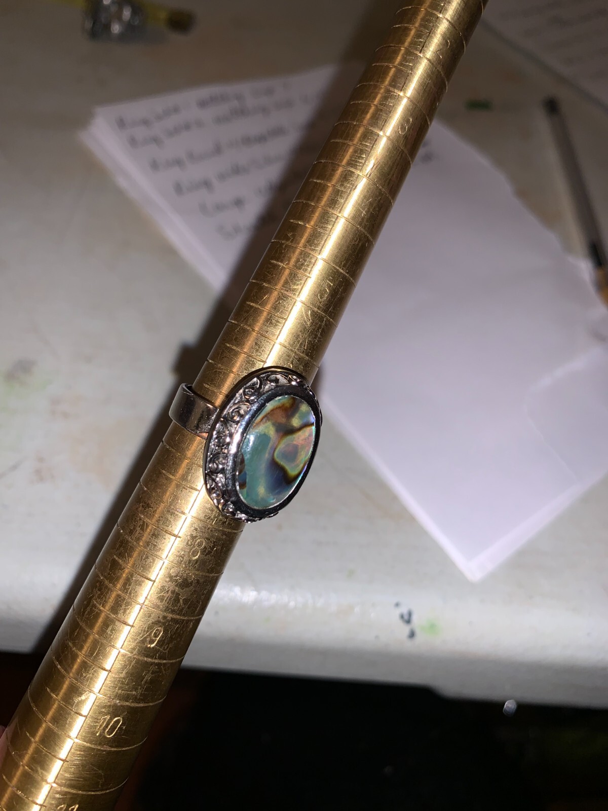 Cookie Lee Ring Adjustable Large Abalone stone MU… - image 2