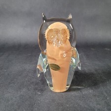 Murano Art Glass Owl Hand Blown with sticker 5.5" tall Italian Glass