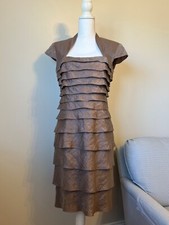 Adrianna Papell Dress Size 8 Shimmer Cap Sleeve Bridesmaid Wedding Party