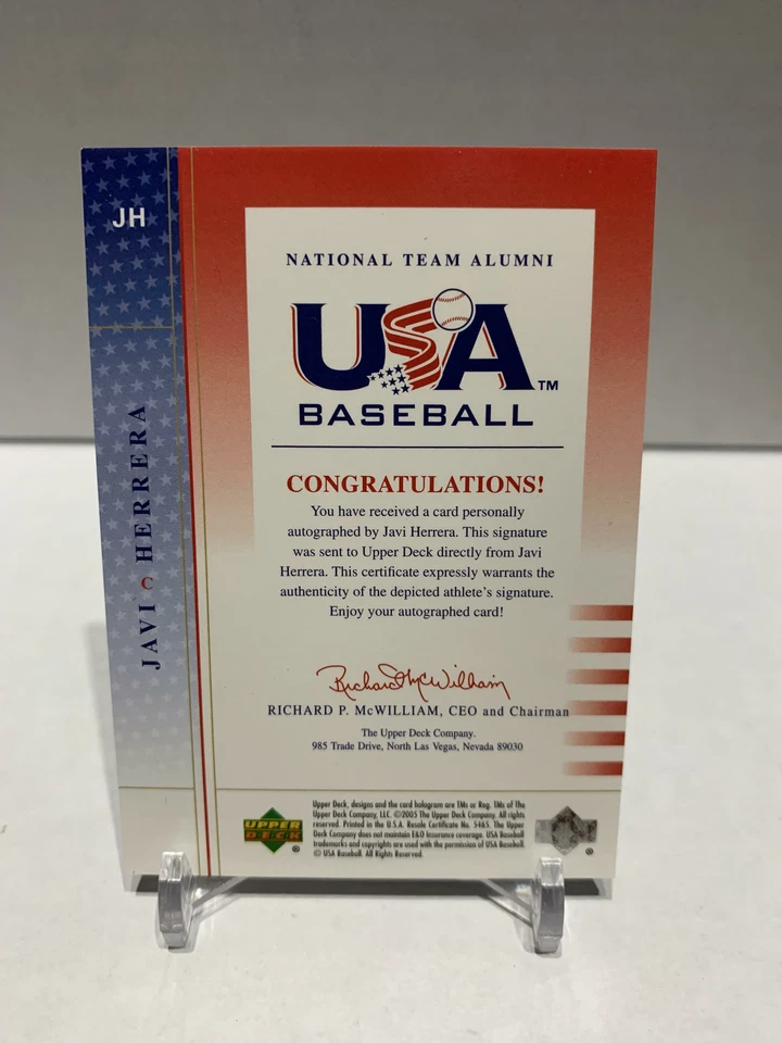 Javi Herrera 2005 USA Baseball National Team Alumni Signatures Black Ink /360 - Image 2 of 2