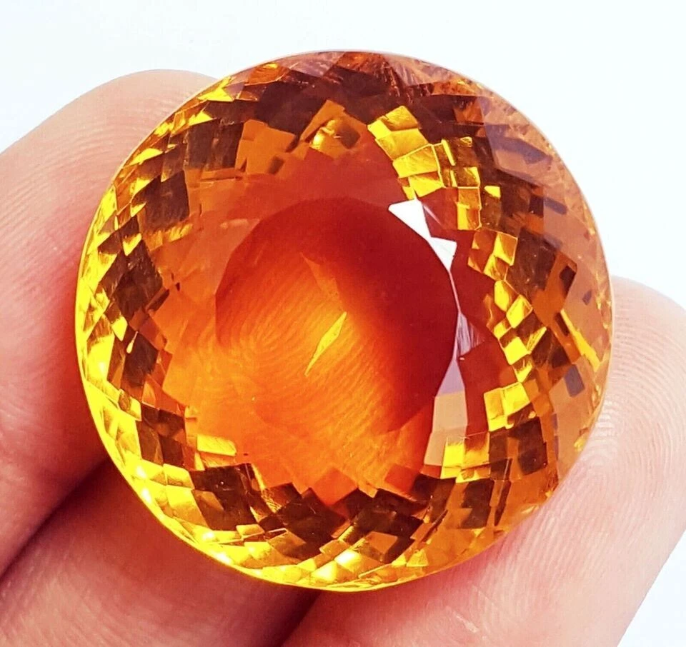 Large Yellow Citrine 77.85 Ct. Round Cut Loose Gemstone Gift for women Pendant - Image 2 of 4