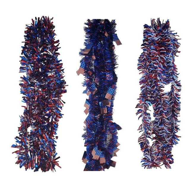 Patriotic Tinsel Skinny Red, White, and Blue Garland eBay