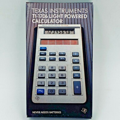 Vintage 1983 Texas Instruments TI-1706 Calculator Light Powered in Box CSH
