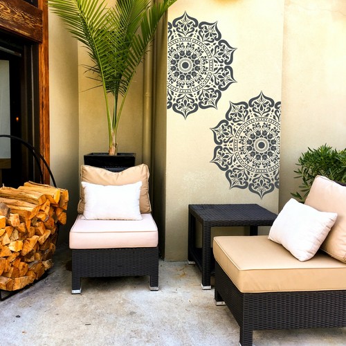 Plantilla de mandala grande Dizzy Duck Manali - plantilla reutilizable para muebles de pared india - Imagen 5 de 8