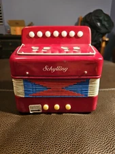 Schylling Accordion Mini Red Musical Instrument Child Size Vintage WORKS Toy