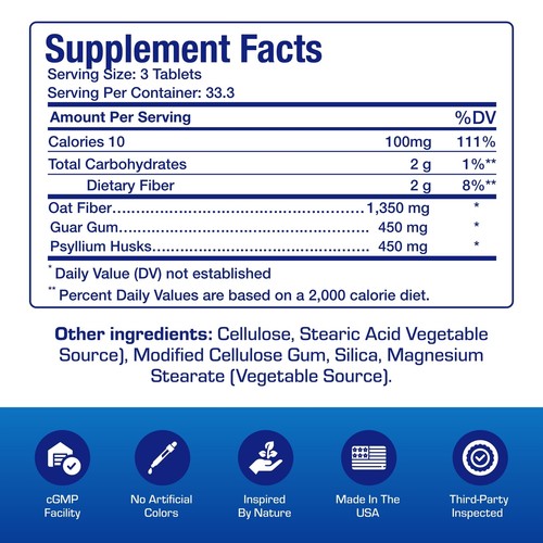Soluble and Insoluble Fiber Supplement Pills - Clinical Formula Psyllium Husk... - Picture 2 of 9