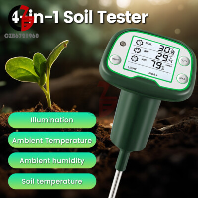 4-in-1 Digital Soil Temperature Tester Illuminance/Ambient Temperature/Humidity