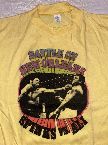 vtg 1978 single stitch shirt XL Muhammad Ali Spinks Battle of New Orleans boxing
