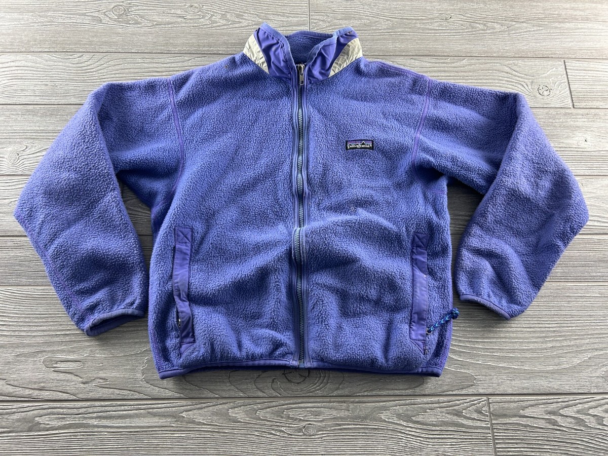 Patagonia Fleece Jacket Youth XL (14) Purple Full Zip Vintage Long 