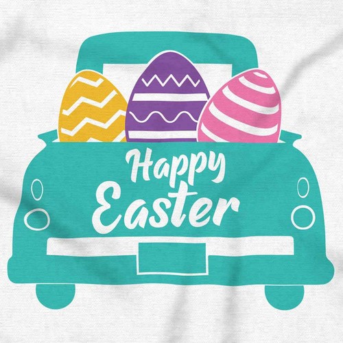 Happy Easter Spring Egg Hunt Pick Up Truck Toddler Girl Youth T Shirt For Kids - Picture 2 of 5
