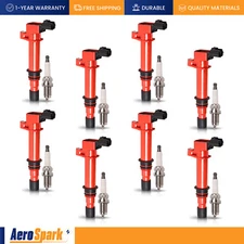 8 Red Ignition Coil & 8 Spark Plug for Dodge Dakota 2000-2007 4.7L V8 UF270