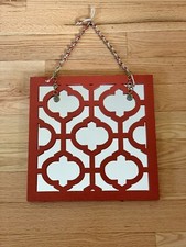 Vintage Beaded Lattice Mirror