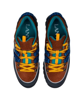 Lanvin Men's Suede Leather Hiking Boots Brown Gray US Size 12 EU