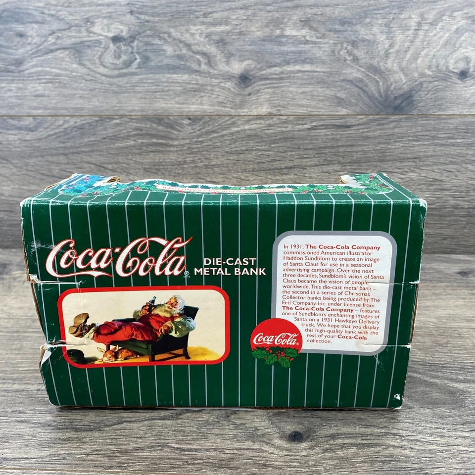 ERTL 1994 Coca-Cola camión de estacas de entrega banco de metal fundido a presión saludos de Navidad Foto 4 de 4