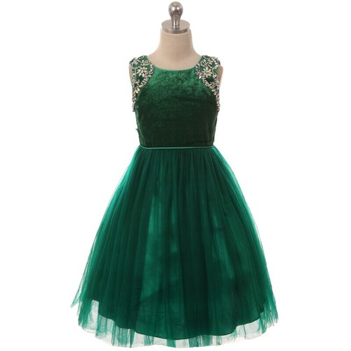 slim fit dress slacks Green Sequin Tulle Flower Girls Dresses for Wedding Birthday Party C Child-10 / Green