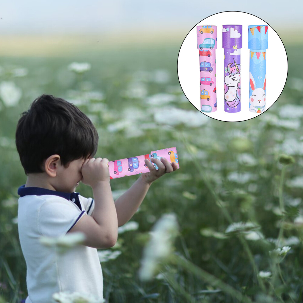 3 Pcs Paper Rotating Kaleidoscope Parentchild for Kids Educational