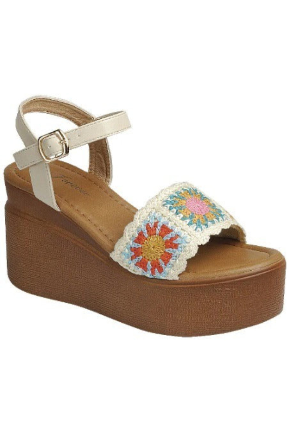 Sandalias de cuña cuadradas de ganchillo Granny - Forever