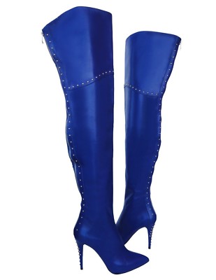 CQ COUTURE CUSTOM NEW STUDS OVERKNEE BOOTS STIEFEL STIVALI LEATHER