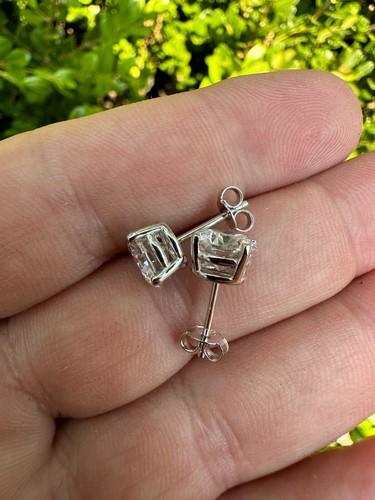 Orecchini hip hop argento 925 2x1CT vera moissanite 6,5 mm - Foto 6 di 18