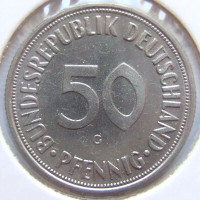 Münze Bundesrepublik Deutschland 50 Pfennig 1968 G in fast Stempelglanz - Bild 1 von 2