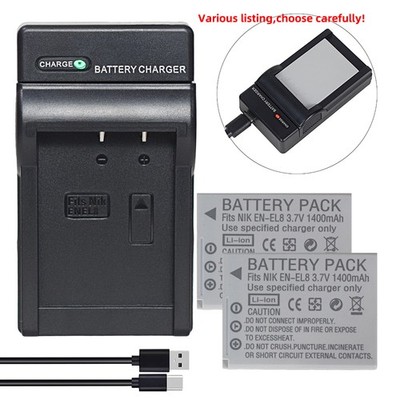 Battery or charger for Nikon EN-EL8 P1 P2 S1 S2 S3 S5 S6 S7 S8 S9 S50 S51 MV-12