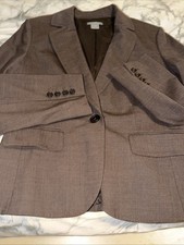 Ann Taylor Virgin Wool Brown Blazer Size 6 Faux Pockets Button Accents Slim Cut
