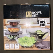 Bombay 10 Piece Bowl Set With Grey Lids BPA free