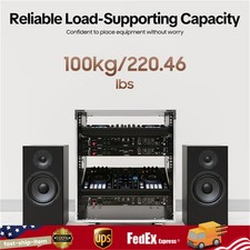 12U Cabinet Rolling Network Rack Audio Studio Video Telecom Equipment Rack Black