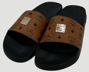 Authentic MCM Mens Slides Cognac Size 040 (size 7) NEW 40 IT / W Monogram Print Rubber Slides Cognac | MCM ®US main image 4