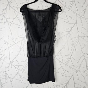 Maison Close Black Chiffon Sheer Hooded Mini Dress | Women's 8