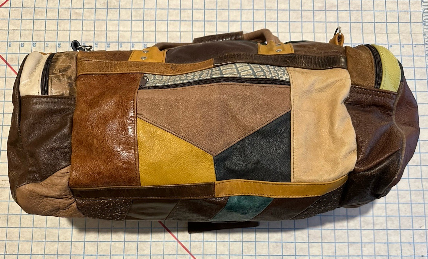 Patchwork Genuine Leather Fur Duffel Satchel Bag … - image 11