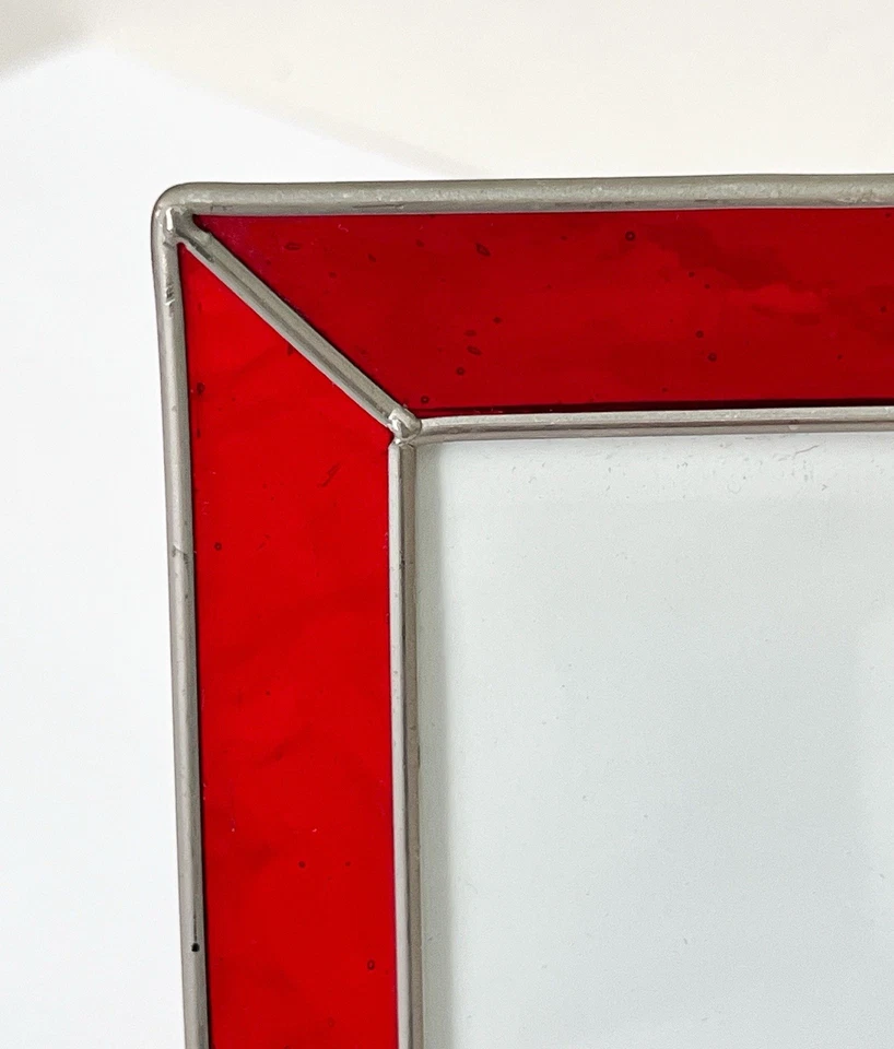 Красная витражная рамка ручной работы 5x7 дюймов вмещает фотографию 5x3,5 дюйма отличный подарок б/у в отличном состоянии - Изображение 3 из 4