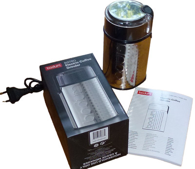 Bodum BISTRO Elektrische Kaffeemühle Edelstahl Schwarz TOP-Zustand OVP Stylisch