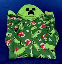 Boys  Minecraft Fleece Pajamas W/Hood EUC - Size 6-7