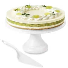 9.6 Inch Bamboo Fiber Cake Stand, Round Cake Holder, Cake Plate with Detachab...