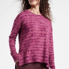 Athleta Coaster Lux Tahiti Pink Printed Soft  Stretchy Sweatshirt Size Small