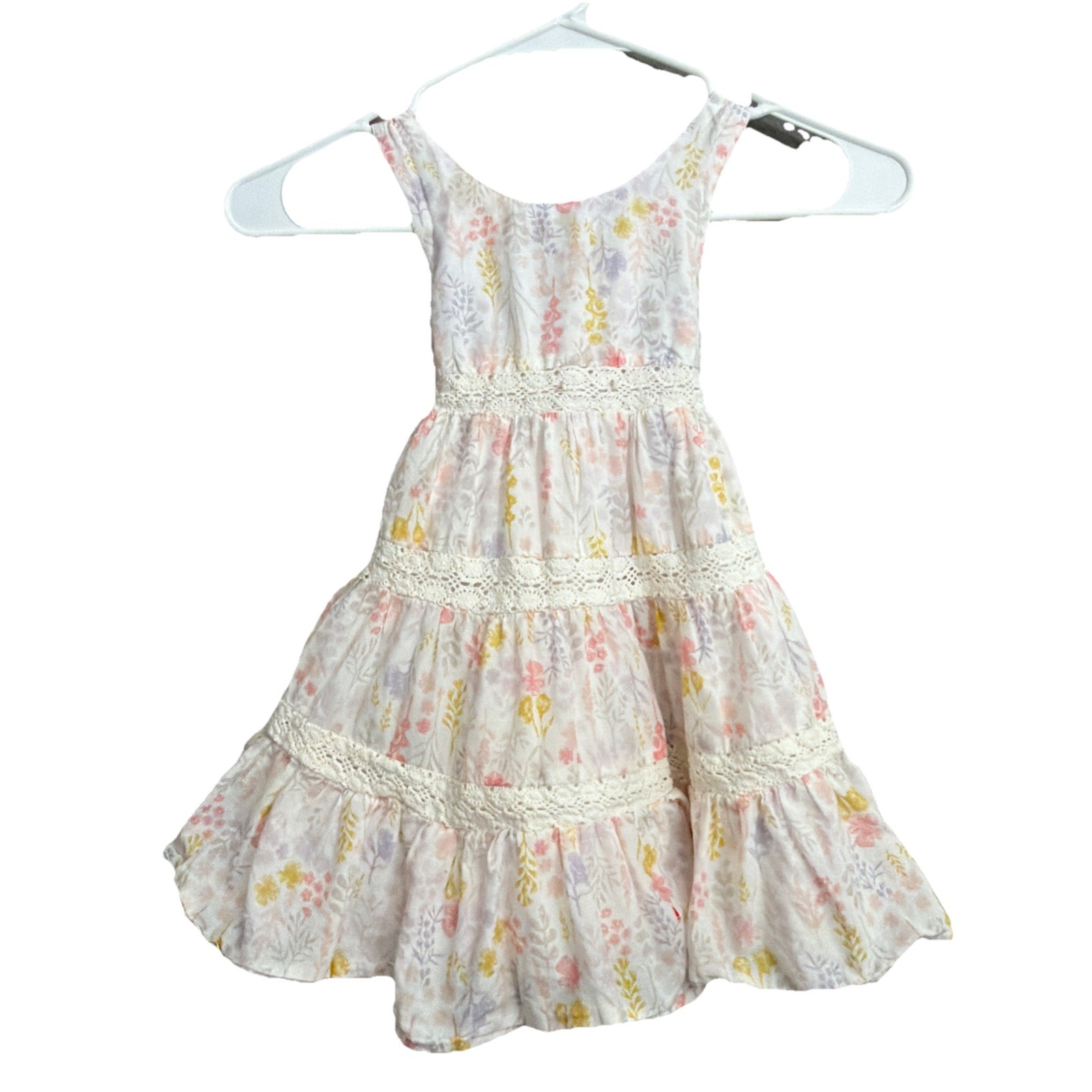 Tommy Bahama Fully Tiered Dainty Sundress Dress Floral Lace  Crochet Girls Sz 3T