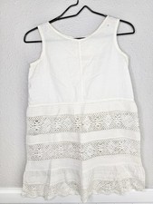 Antique Victorian Edwardian White Cotton Nightgown Slip Top Intricate Lace