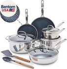 Hybrid Nonstick Stainless Steel 12 Piece Cookware Set, Tri-Ply Pfas-Free Ceramic