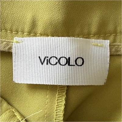 Vicolo Yellow Belted Pleated Dress Pants Solid Pattern Regular Size Women