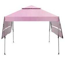10'x17.6' Outdoor Instant Pop-up Canopy Tent Dual Half Awnings Adjust Patio Pink