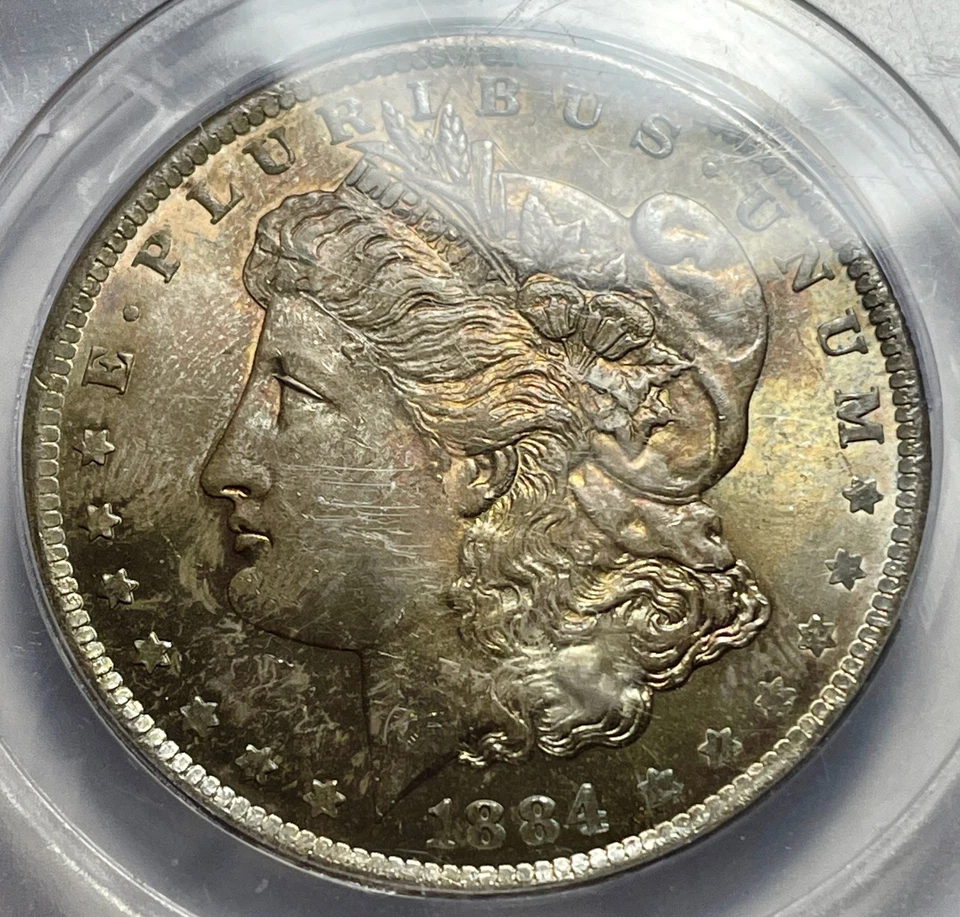 Dólar de plata Morgan 1884-O "titular de casa ordenado" ANACS MS64 tonificación Foto 3 de 4