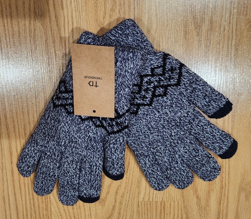 TRENDOUX Winter Gloves Women Men, Touchscreen Glove, Large, Black Grey 