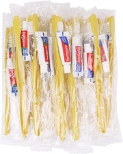 Disposable Toothbrushes with Toothpaste,30 Pack Yellow Hollow