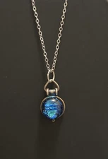 925 Sterling Silver Dichroic Glass Pendant Necklace Handcrafted Jewelry