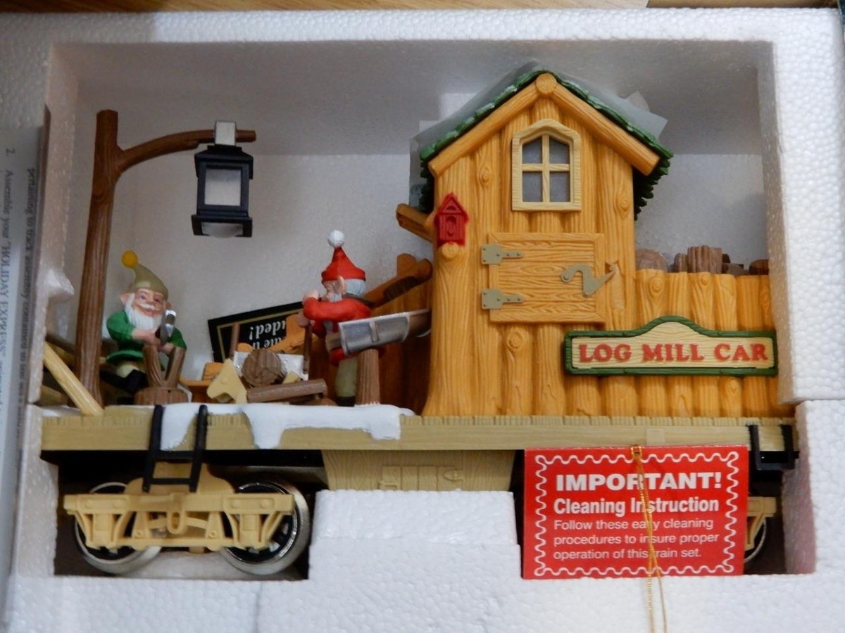 ❤️クミりん様　オーダー❤️機関車train トナカイ.雪だるま器3点 The Holiday Express Animated Train Set Log Mill Wood Car No 380-4